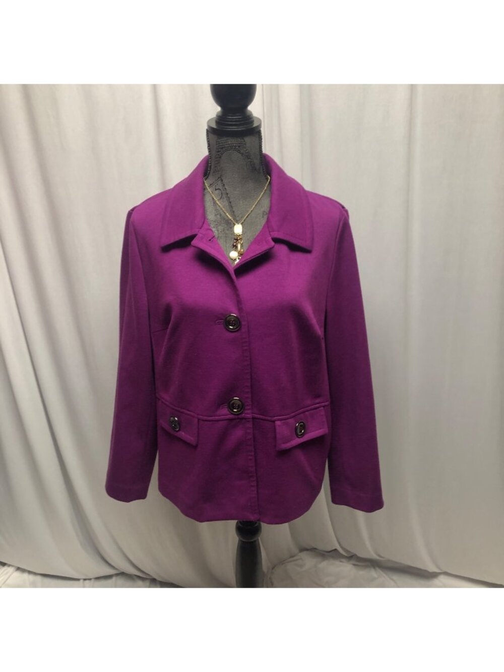 JM Collection Purple Jacket Womens Size XL Button Up Blazer Jacket Office